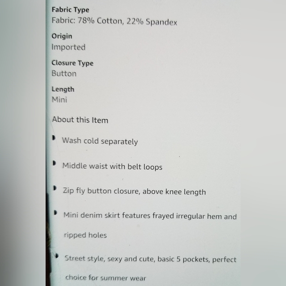 NwT 5 pocket stretch fit irregular frayed hem distressed  Mini denim Jean skirt - Picture 9 of 9